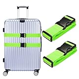 Hibate Luggage Strap Suitcase Baggage Travel Belts - Green, Pack of 2