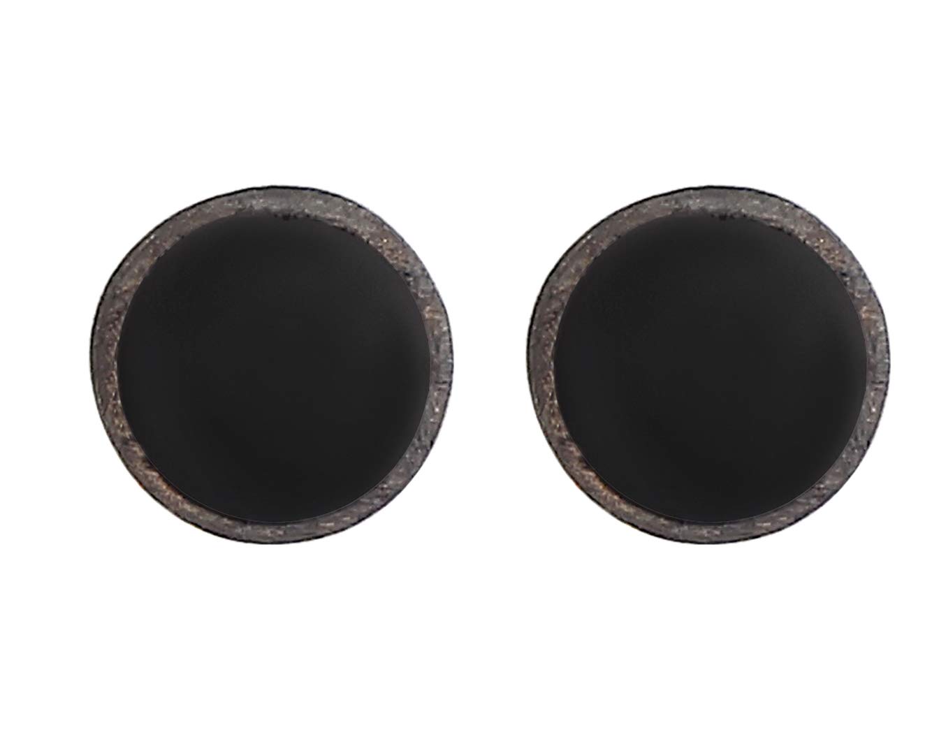 Kuzzoi Men's Stud Earrings Round (8 mm) Brushed Oxidized Black Enamel 925 Sterling Silve