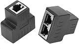 Asixxsix Ethernet Splitter Cable Extender 1-in 2-out LAN Connector for TV PC view 2