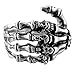 INBLUE Men's Stainless Steel Ring Band Silver Tone Black Skull Hand Bone