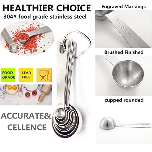 Measuring Spoons, TEMEISI 18/8 Stainless Steel Teaspoon&Tablespoon