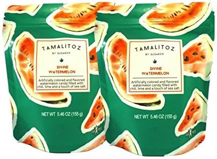 Hard candy filled with chili, lime and sea salt. 2 pack, Divine Watermelon