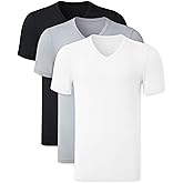 COLORFULLEAF Mens Bamboo Rayon Undershirts V Neck T Shirts Short Sleeve Slim Fit Tees Tag-Free 3 or 6 Pack
