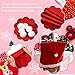26 Pieces Christmas Santa Hat Covers, Include 6 Pieces Santa Hat Chair Covers Chair Back Covers and 20 Pieces Santa Hats Silverware Holders Wine Bottle Cover for Xmas Festive Party Table Decoration