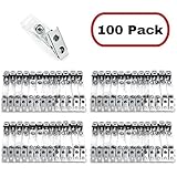 MIFFLIN Metal Badge Clips with Clear Vinyl Straps (100 Pack)