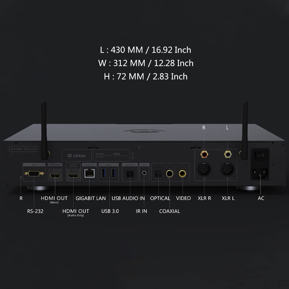 zidoo UHD3000 4K Media Player, Smart HDR Android TV Box | Internal DAC and Xmos | MQA Hardware decoding | Dual HDMI Output Ports | Dual Power Supply | USB DAC in and XLR Output
