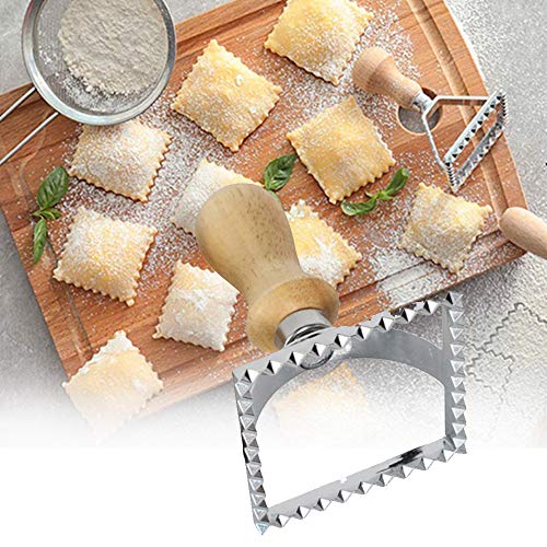 Ravioli Stamp Set, 4-Piece Classical Ravioli Cutter Maker with Wood Handle Pasta Mold Cookie Cutter Tool - Thumbnail 7