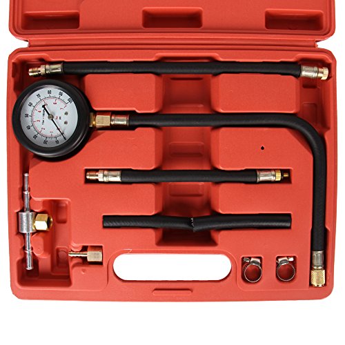 Bang4buck 10 Pieces Fuel Injection Compression Gauge of Petrol Gasoline Pressure Tester Kit for Motor Auto 0-100 PSI