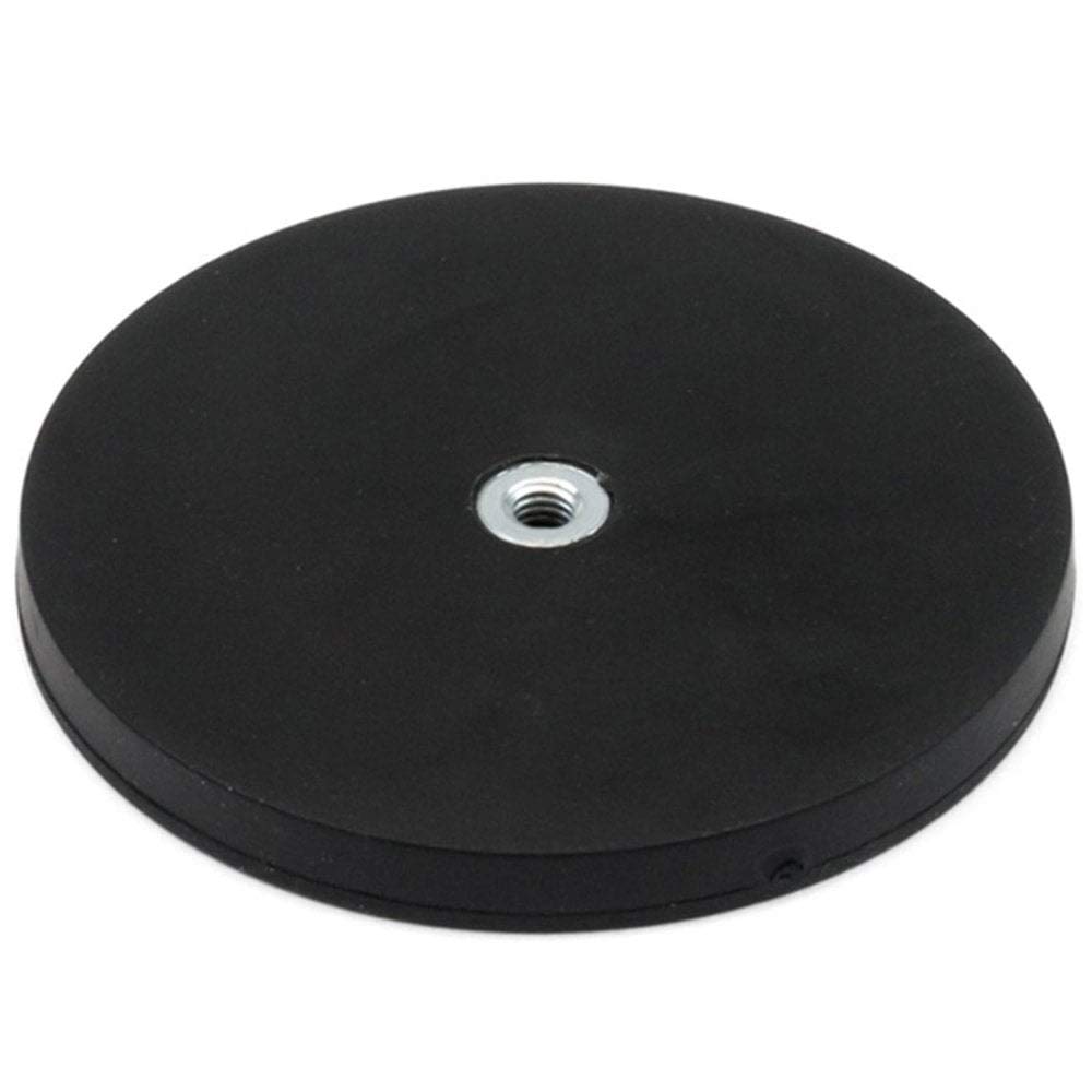 Rubber Coated POS Magnets Countersunk with M6 Boss Thread for Retail Fixing and Holding Heavy Objects - Flush x 6mm deep - 88mm dia x 8mm high - 42kg Pull