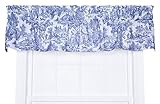Victoria Park Toile Tailored Valence Window Curtain, Blue