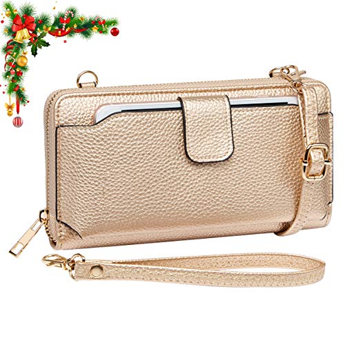 Heaye Wristlet Wallet Phone Bags for Women with Card Slots Rose Gold