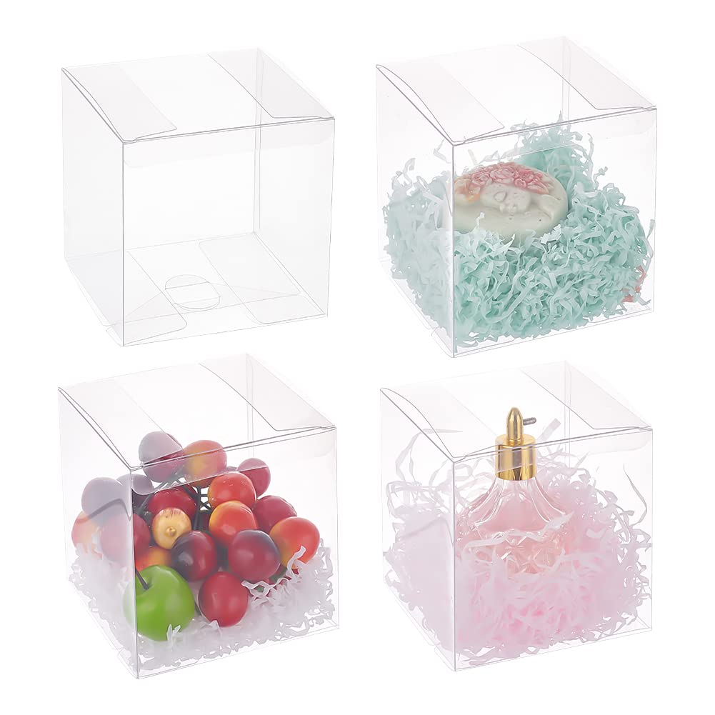 BENECREAT 20PCS Clear Wedding Favour Boxes 11x11x11cm Square PVC Transparent Balloon Gift Boxes for Candy Chocolate Birthday Party Gift Wrapping