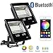 Hypergiant 2 Pack 60W Bluetooth Led RGBW Flood Lights, Outdoor Color Changing Floodlight with Remote APP Control, IP66 Waterproof Multi Colors Multi Modes Dimmable Wall Washer Light, Stage Lighting