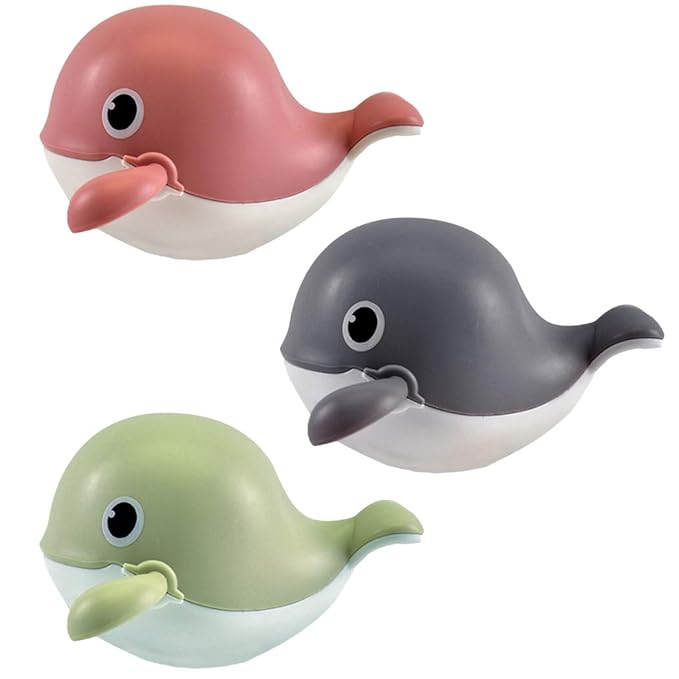 Anjetan 3PCS Wind up Whale Bath Toy Floating Interactive Cute Animal