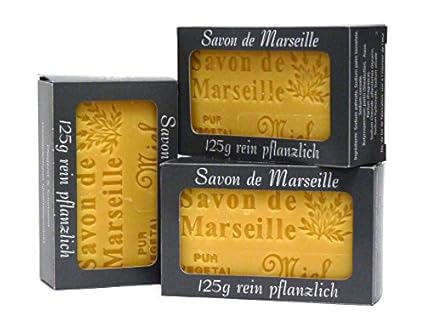 100% Naturseife: 3 x Honig Seife à 125 Gr, Seifenset (Savon de Marseille)