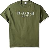 Distressed TV Show Logo -- MASH Adult T-Shirt, Medium,Military Green