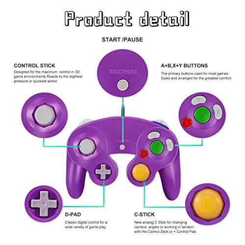 image for GALGO Wired Gamecube Controllers, Classic Gamecube wii Controller Game