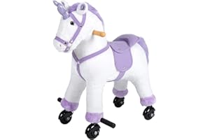 Kinsuite Rocking Horses Toddler Rocker - Ride on Pony Toy Unicorn Walking Plush, Kids Baby Girls Boys with Wheels & Neigh Sound