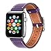 Band for Apple Watch 38mm, Guangzhi Genuine Leather Wrist Staps Replacement Band with Square Buckle Clasp for iWatch Series 1 / 2 / 3, Sport, Edition,38mm,Purple