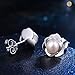 Pearl Earrings, Sterling Silver Rose Stud Earrings White Freshwater Cultured Pearl Stud Earrings, Hypoallergenic (Rose Pearl Earrings)
