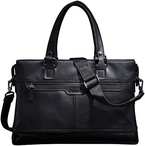 Mens Double Tote Handbag Leather Document Bag Cross Body Bag