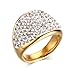 Stainless Steel Engagement Wedding Band Ring for Women,White Rhinestone Crystal Paved,Gold Plated