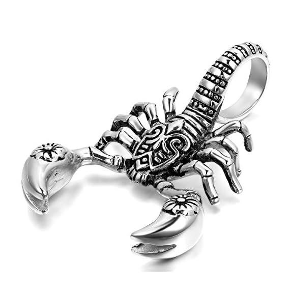 Oidea-Stainless-Steel-Mens-Gothic-Scorpion-Pendant-Necklace-for-BikerSilver22-Inch-Chain-Included