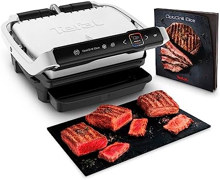 Grill électrique de table, 12 programmes automatiques, Mode manuel, Fonction aliments congelés, 2000 W, Livret recettes OptiGrill Elite GC750D30
