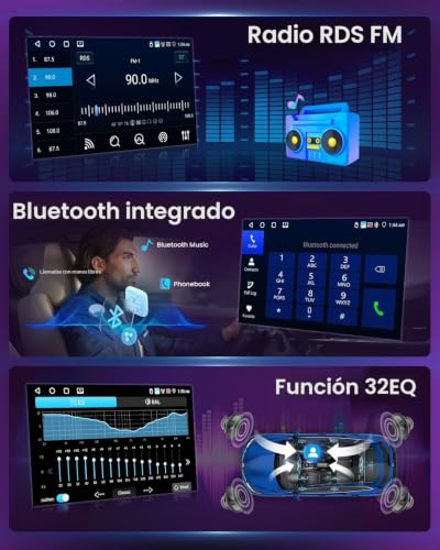 Inefala 4+64G Car Radio for Toyota Auris 2006-2011 Android 15 with Wireless Carplay and Android Auto, 9'' Radio Screen with Bluetooth 32EQ GPS FM/RDS SWC AHD Reverse Camera