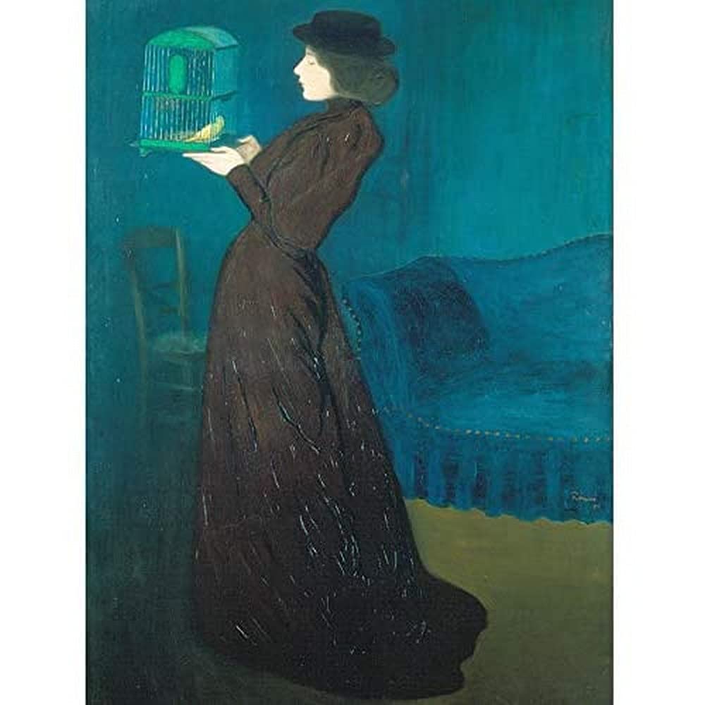 Rippl Ronai Jozsef Frau mit einem Vogelkäfig, Kunstdruck auf Leinwand, Premium-Wanddekoration, Poster