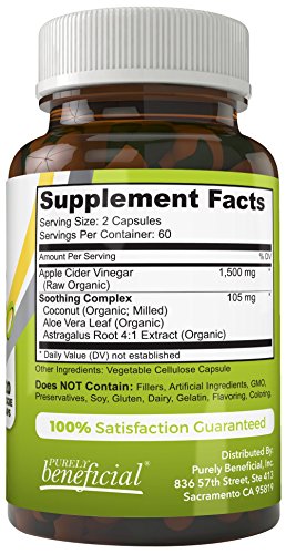 Organic Apple Cider Vinegar 1500mg - Raw, Non-GMO, Extra Strength, 120 or 180 Capsules, Vegetarian (120 Capsules) - Thumbnail 6