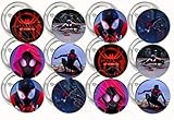 Spiderman into The Spider-Verse Buttons Party Favors Supplies Decorations Collectible Metal Pinback Buttons Pins, Large 2.25