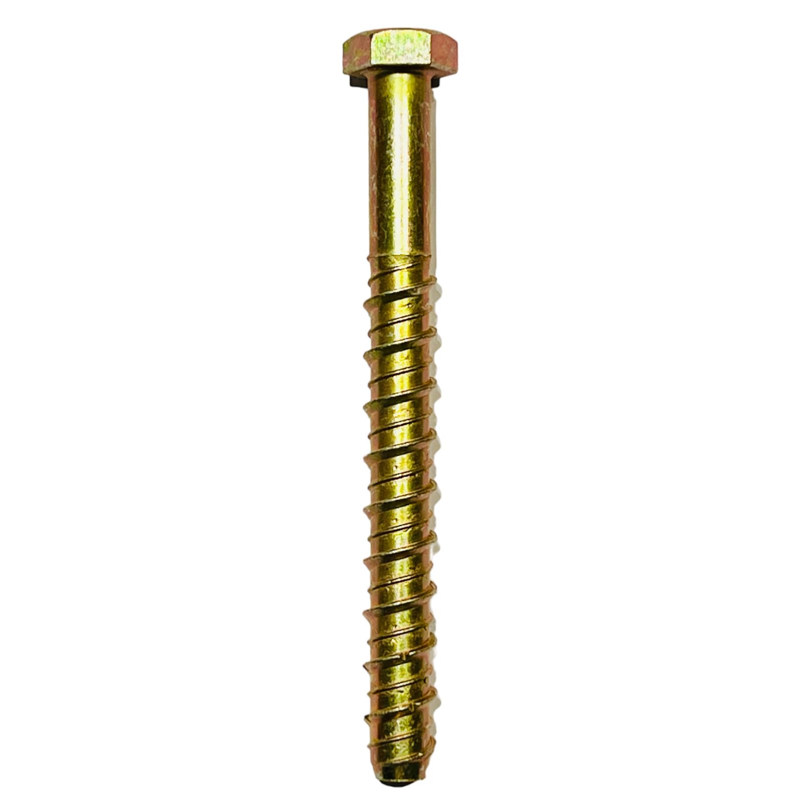 M12 (12mm) MultiScrew Masonry Concrete Self Tapping Anchor Screw Bolts with Hexagonal Head Hex Lightning Thunderbolt Ankerbolt Yellow Zinc Plated (2, M12 x 200mm)