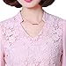 XINUO Women Blouse Lace Chiffon Casual Party Work Pink Long Sleeve Blouses Tops