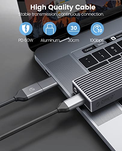 ORICO M.2 NVMe SSD Enclosure, Aluminum Tool-Free Adapter, 10Gbps USB3.2Gen2 USB-C M2 Enclosure for M.2 PCIe NVMe M-Key 2230/2242/2260/2280 SSD, Support UASP- BM2G2