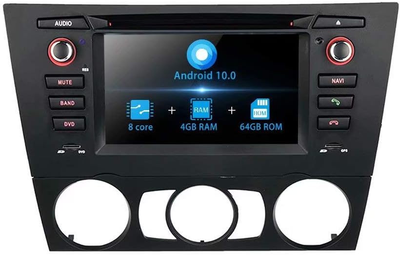 TOPNAVI Android 10.0 Car Radio for BMW E90/Saloon/E91/Touring/E92/E93 3 Series 2005 2006 2007 2008 2009 Manual AC GPS Navigation WiFi 4G RDS Mirror Link