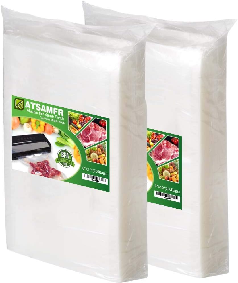 ATSAMFR 200 Pint Size 6x10Inch Vacuum Sealer Food Saver Bags with BPA Free,Heavy Duty,Great for Vac storage or Sous Vide Cooking