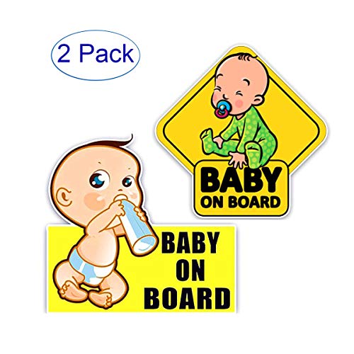 WENWELL 2PCS Baby on Board Car Sticker for Baby Safety, Baby Car Sign. Warning Sticker Window Magnet Sign Notice Board. Back Self-Adhesive Easy to Install - Thumbnail 6