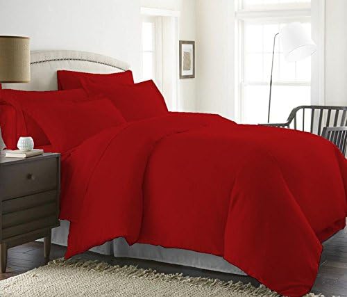1000 Thread Count Duvet Cover Set 3 Piece With Zipper & Corner Ties 100% Egyptian Cotton Hypoallergenic (1 Duvet Cover 2 Pillow Shams) ( Cal King/King, Blood Red ) by BED ALTER
