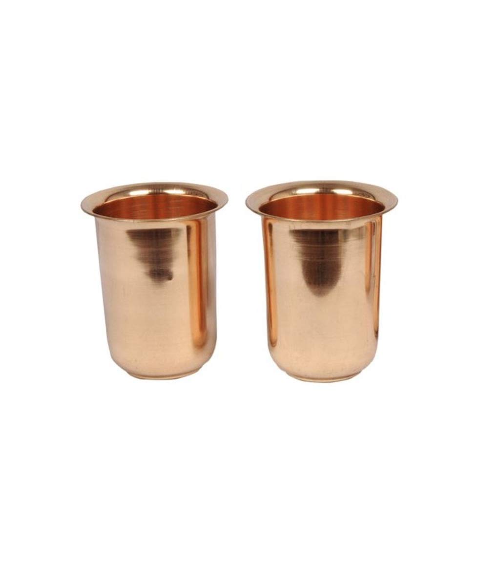 Buy Copper Kitchen Copper Glasses 2 75 Inches 225ml Each Set Of 2 Copper Tumblers Yoga Ayurveda Water Serving Drinkware Online At Low Prices In India Amazon In