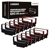 Lemero ERC-30 ERC 30 34 38 B/R Compatible with Ribbon Cartridge for use in ERC38 NK506 (12-Pack, Black Red)