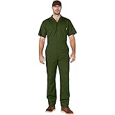 WORK IDEA Men's Short-Sleeve Work Coveralls - Lightweight Cotton-Blend Jumpsuit with Elastic Waistband, Ideal for Mechanics