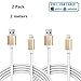 Micro USB Cable, Gaoye 2 Pack 6.6ft Metal 2 in 1 Lightning Cable With Micro USB Intelligent Charging Cord Data Sync Micro for Apple iPhone iPad Sumsung HTC LG Huawei Android Phones (White)