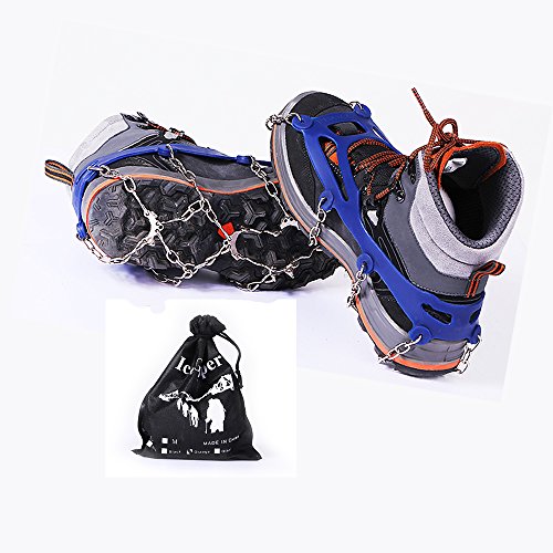 xiaoban 10 Teeth Universal ice Grip Anti-Slip Shoe Cover with Stainless Claw for Outdoor Activities,Hiking,Climbing,Hunting,Fishing and Snow Weather (Blue, M) - Thumbnail 7