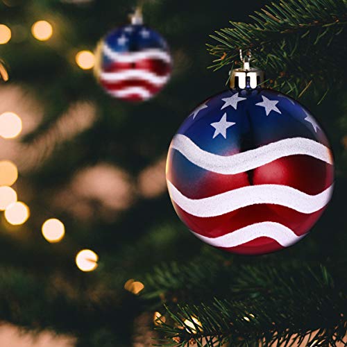 LUOEM Patriotic Ball Ornaments July of 4th Ball Hanging Independence Day Party Decor Holiday Wedding Tree Decorations 12pcs