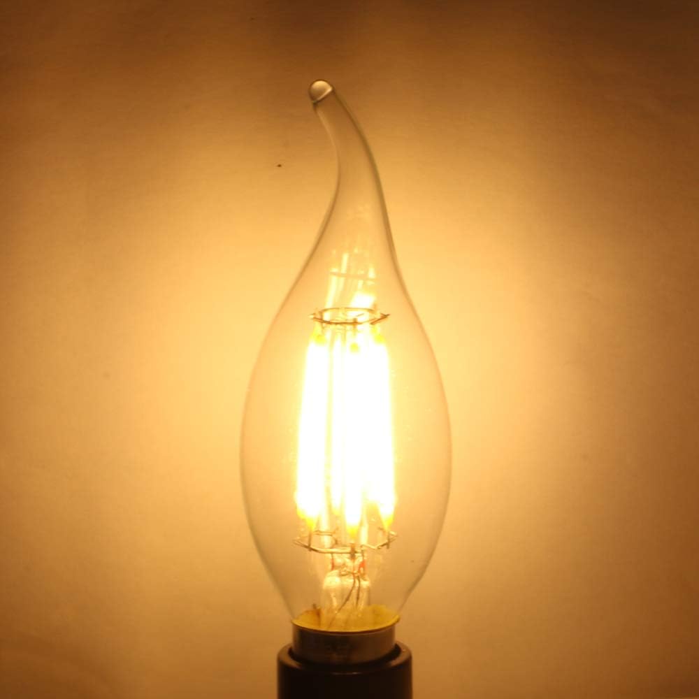 ZFQ Pack of 10 Edison LED Bulb E14 C35 Led Filament Lamp for Chandelier Retrofit Classic, 6W, 600 Lumens, Warm White 2700K - Image 4