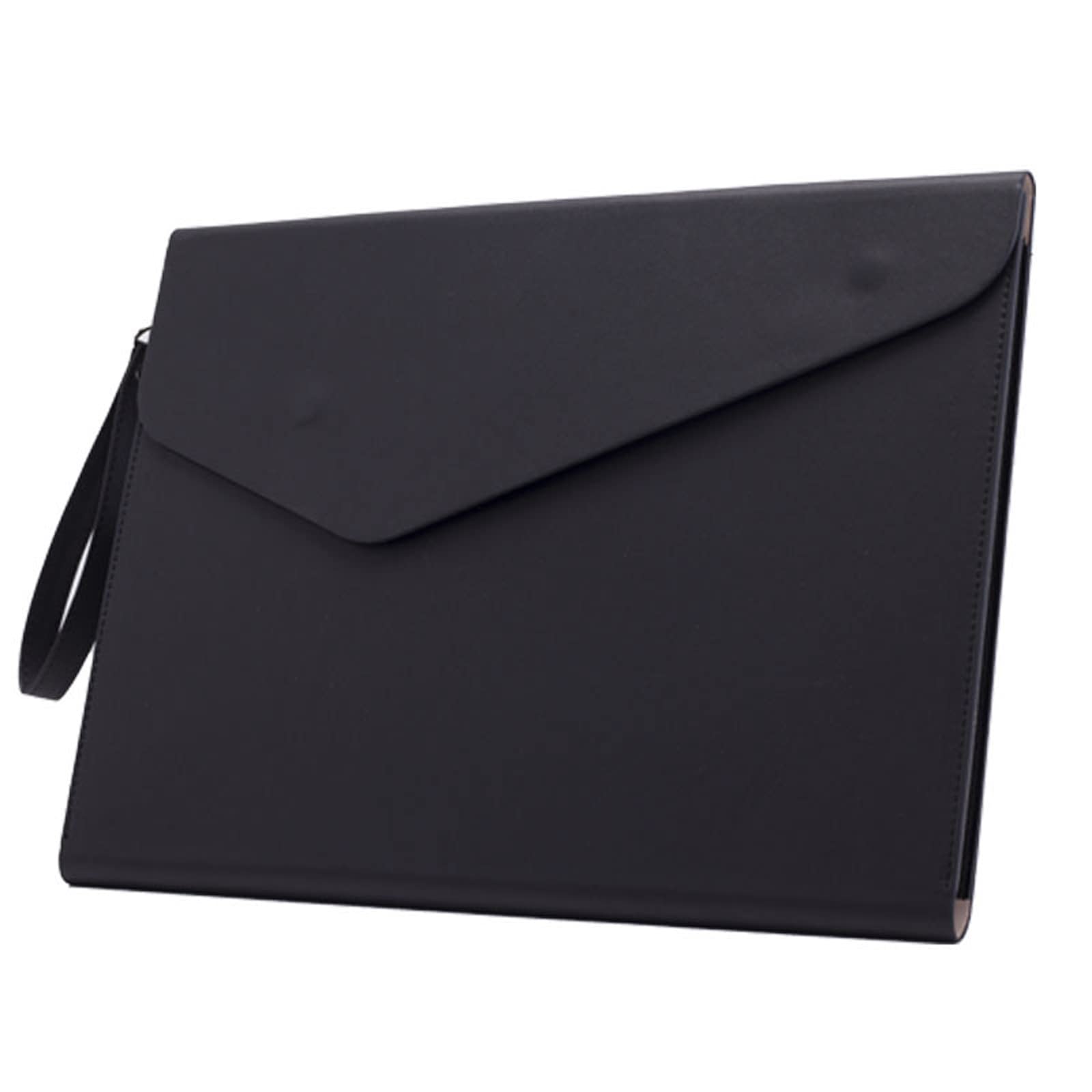 Photo 1 of Enyuwlcm PU A4 Leather File Folder Document Holder Folder Stylish Portfolio Envelope Case with Strap and Invisible Magnetic Closure (Black)