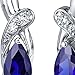 Peora 2 Carats Created Blue Sapphire Open Infinity Earrings for Women 925 Sterling Silver, Hypoallergenic Pear Shape, 8x5mm, Friction Backs, Blue Earrings, September Birthstone Gift
