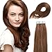 Tape In Human Hair Extensions 16 Inch 20pcs 40g/pack Slilky Straight Seamless Skin Weft Remy Hair 6# Light Brown