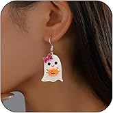 Halloween Earrings for Women Cute Ghost with Bow Pumpkin Dangle Earrings Cosplay Jewelry for Women Halloweens Costume Trendy 2025
